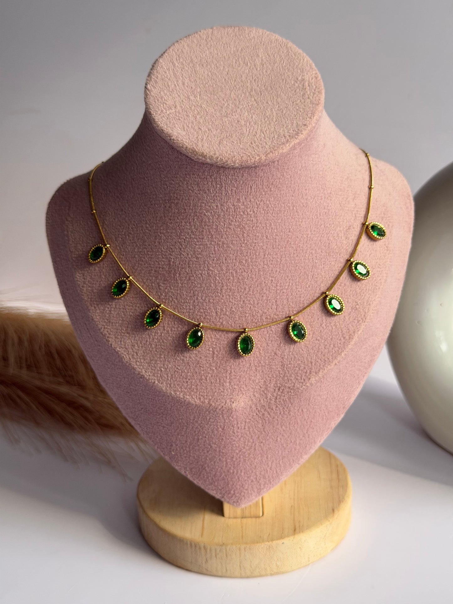Green charm necklace