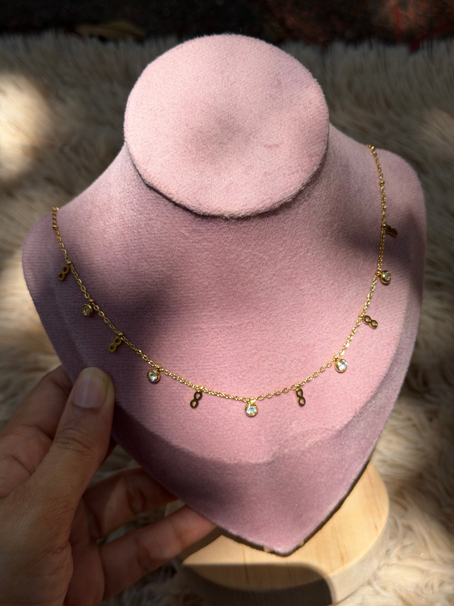 Anti tarnish infinity charm necklace