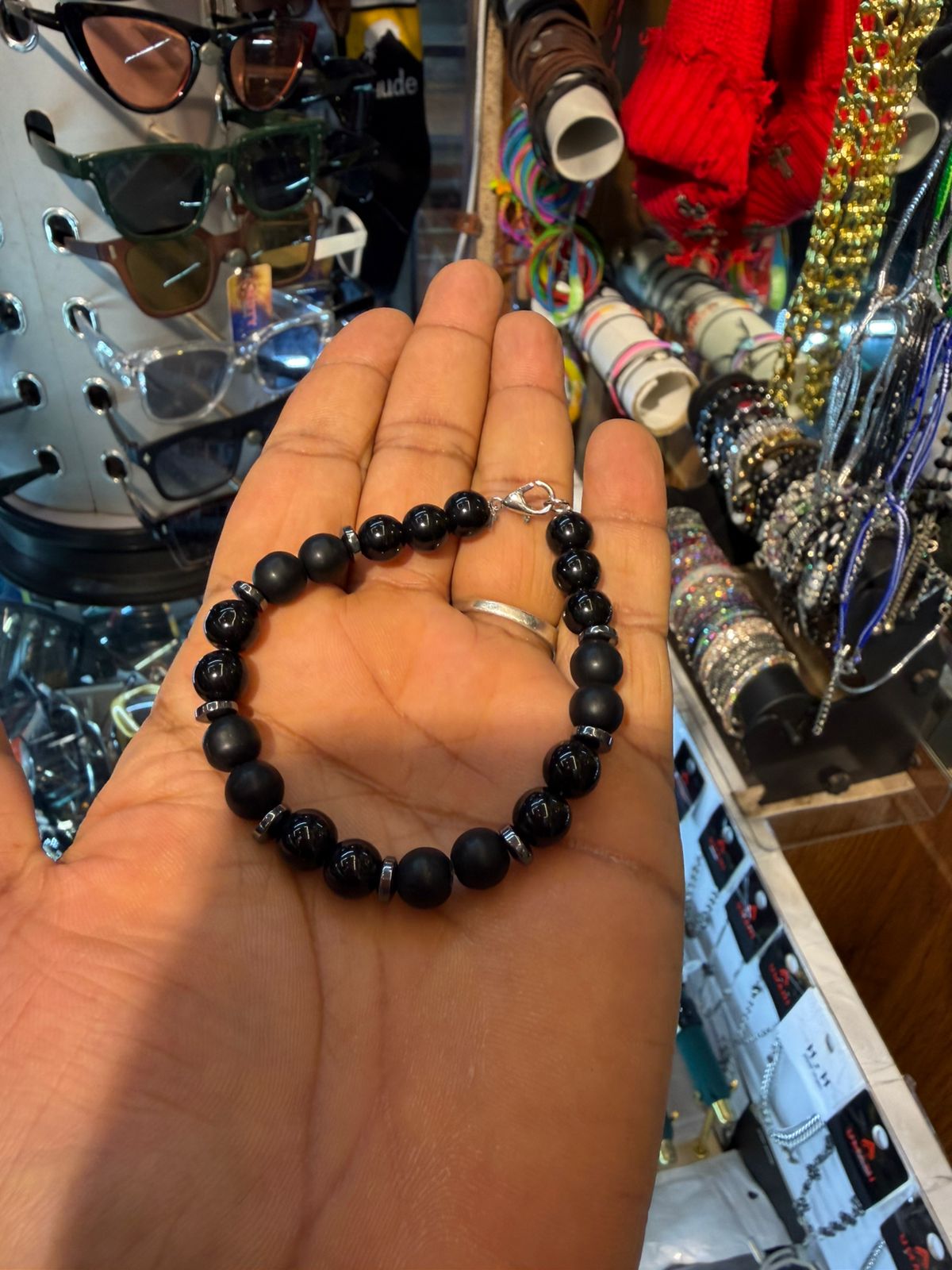 Black beaded bracelet