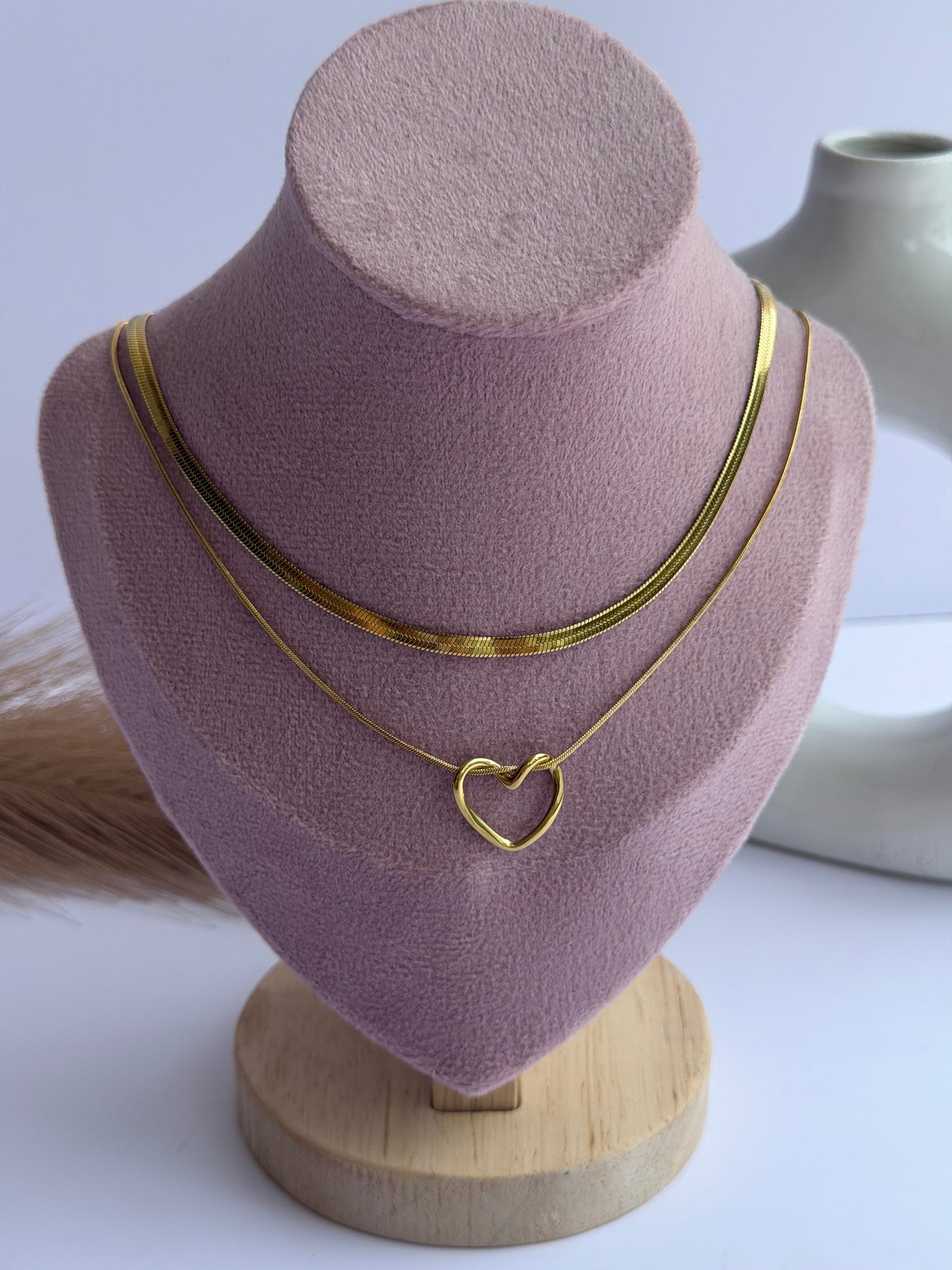 2 in 1 heart pendant with snake chain