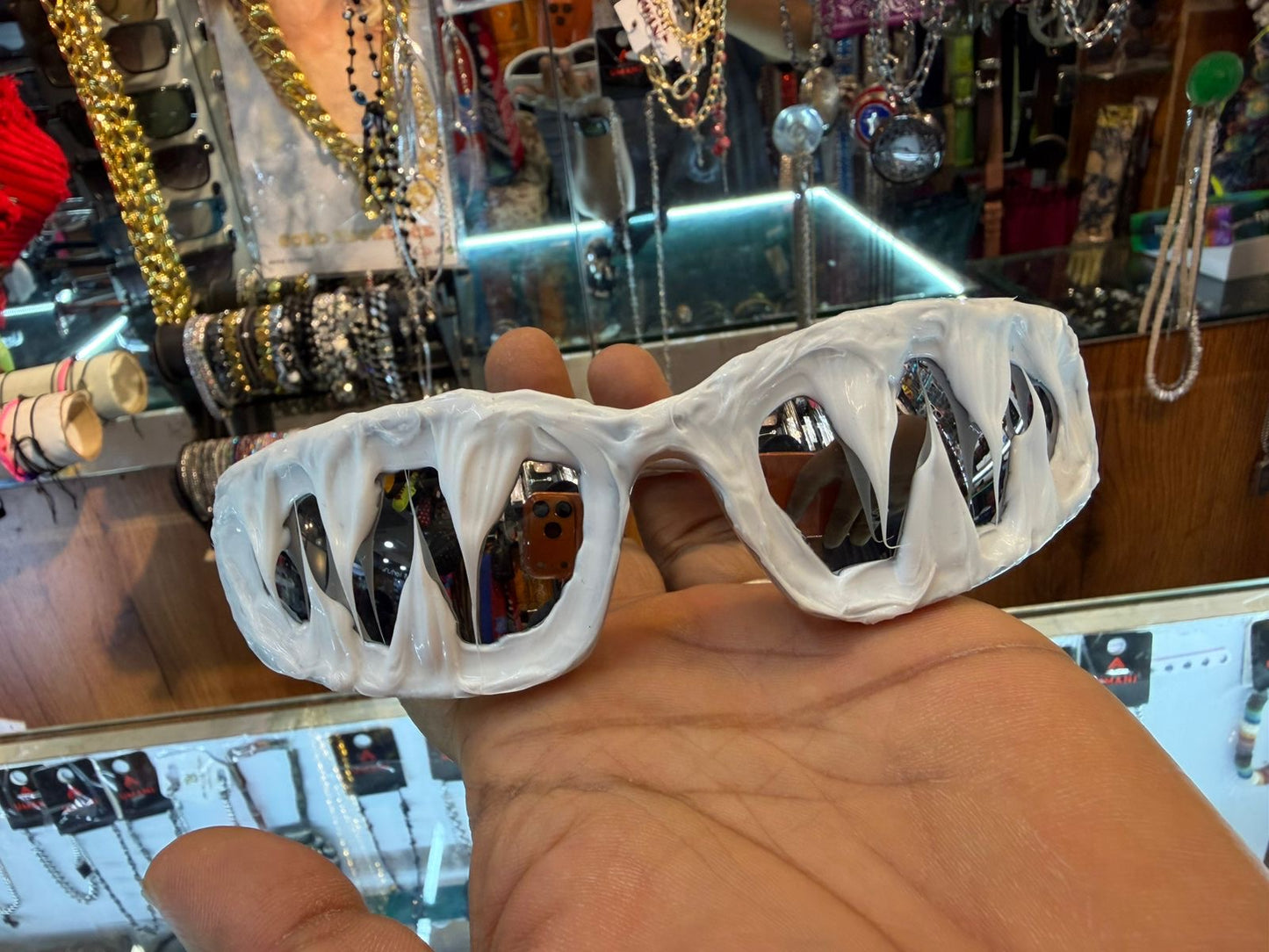 Funky white glasses