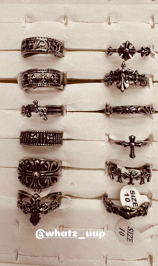 Chrome heart rings