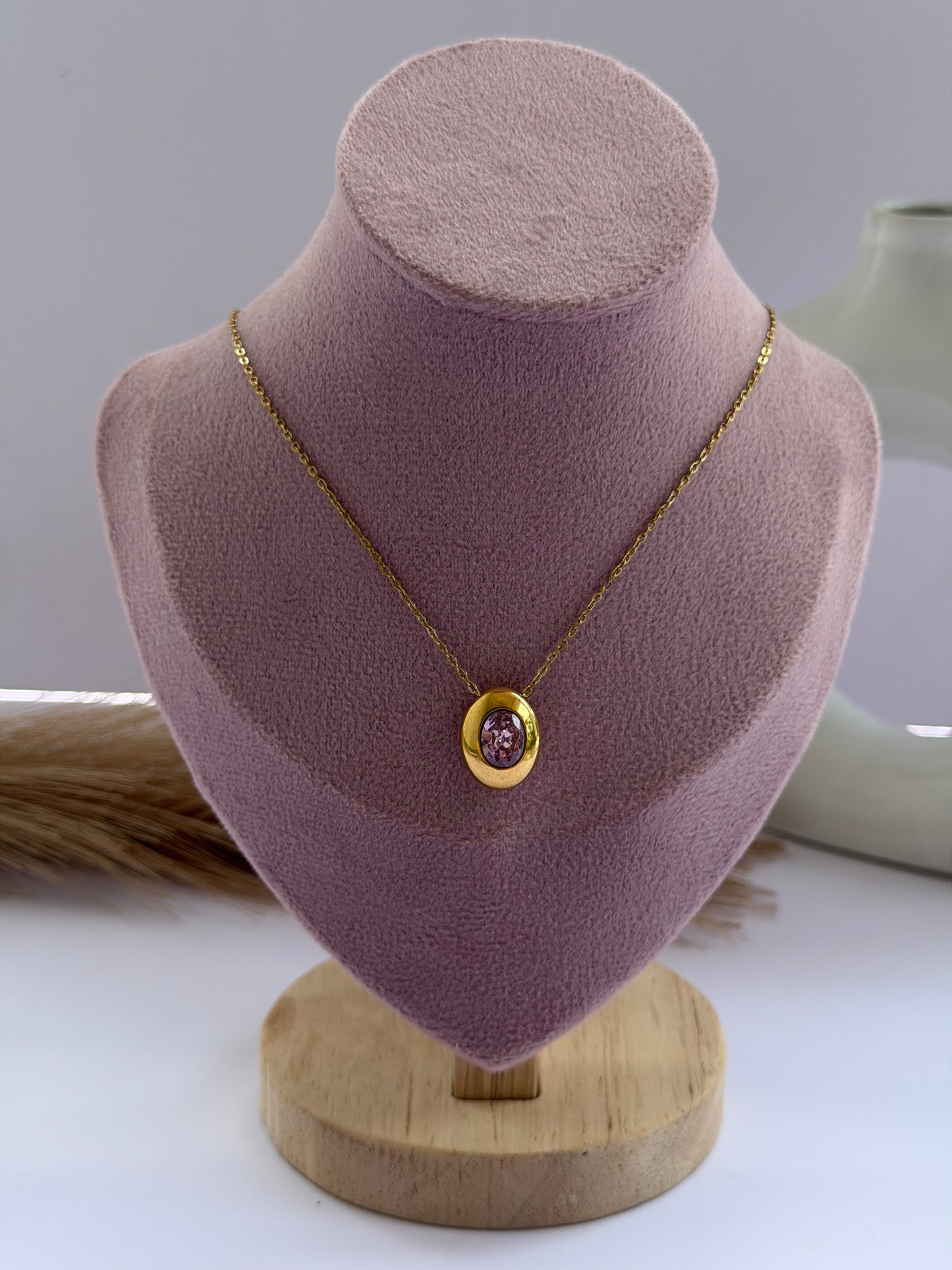 Pink stone pendant