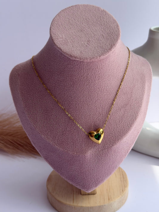 Green stone heart pendant