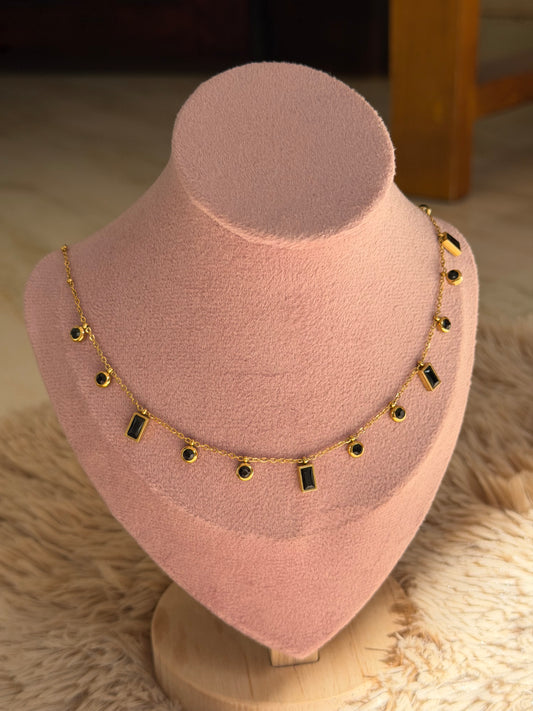Anti tarnish black charm necklace