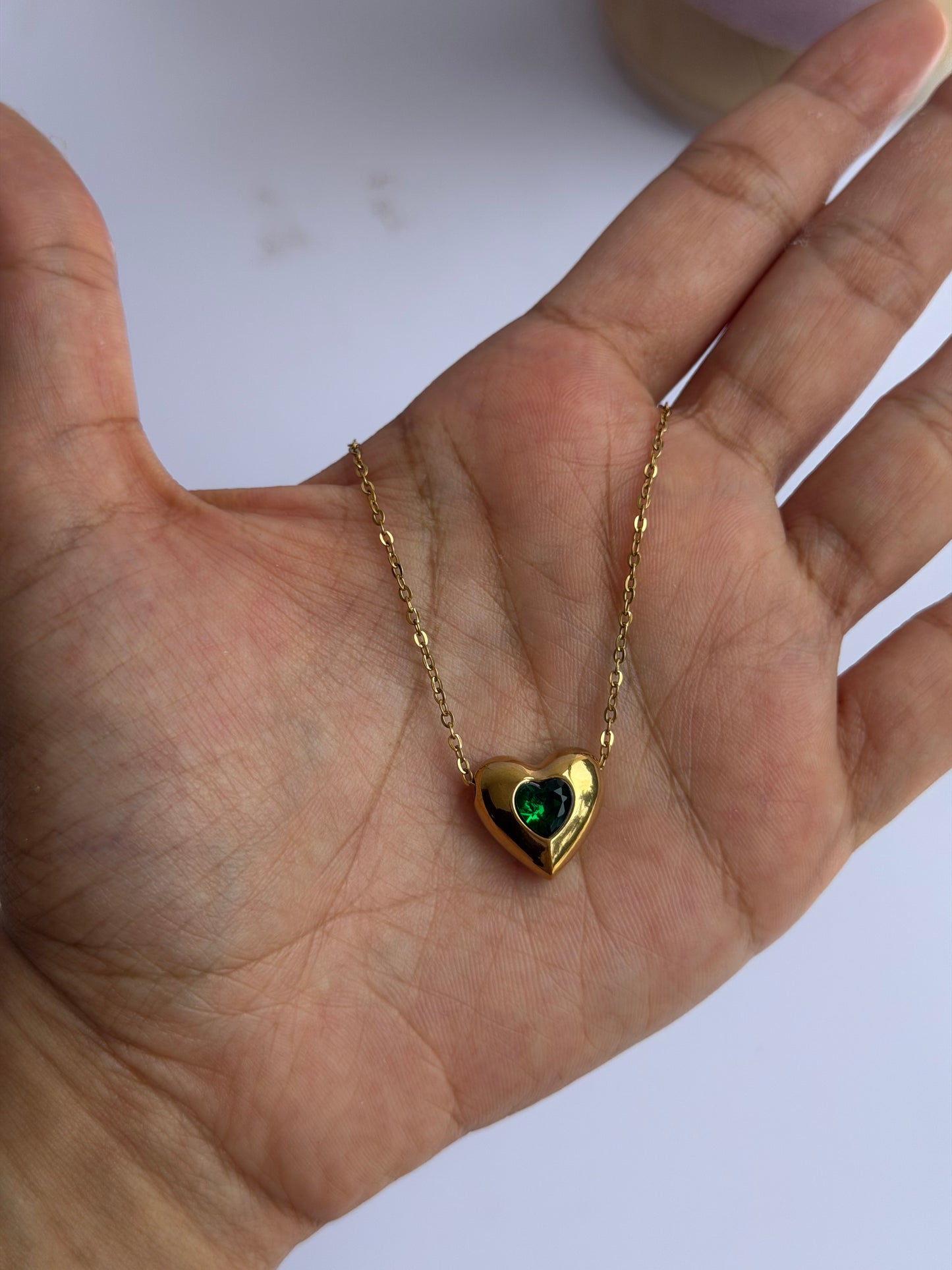 Green stone heart pendant