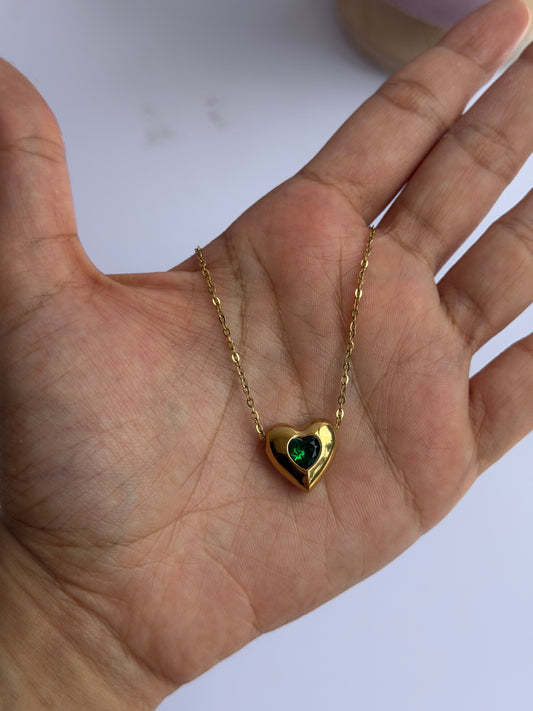 Green stone heart pendant