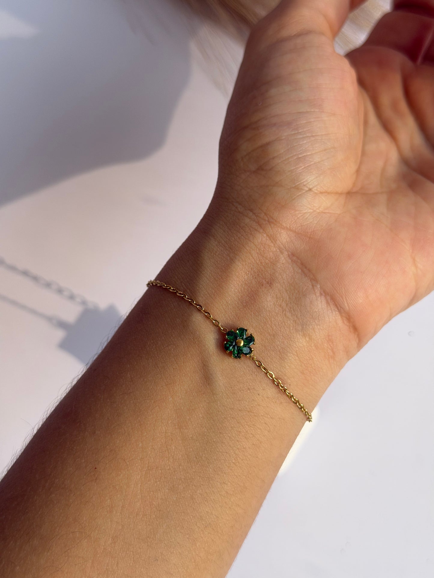 Green mini flower bracelet(316 L stainless steel)