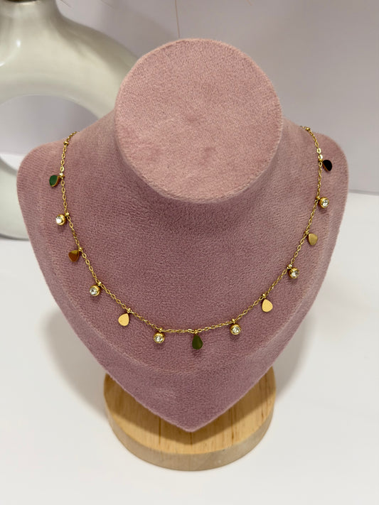Anti tarnish drop charm necklace